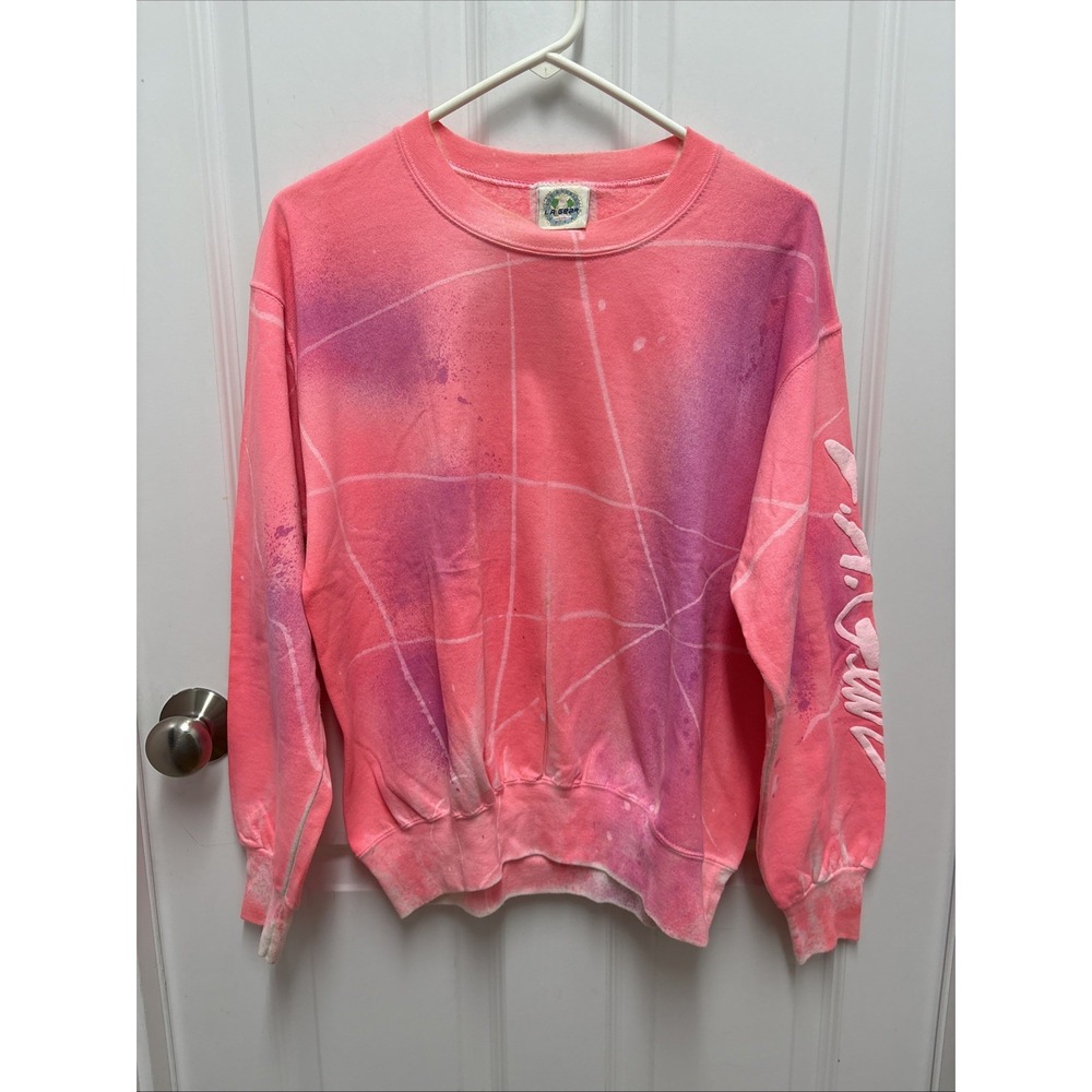 Vintage LA Gear Neon Pink Purple Splatter Puff Print Sweatshirt Made in USA M